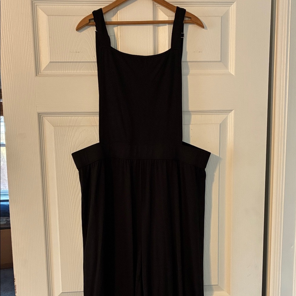 Eye Candy Black Overalls Jumpsuit Size 2X Wide Leg Soft Fabric